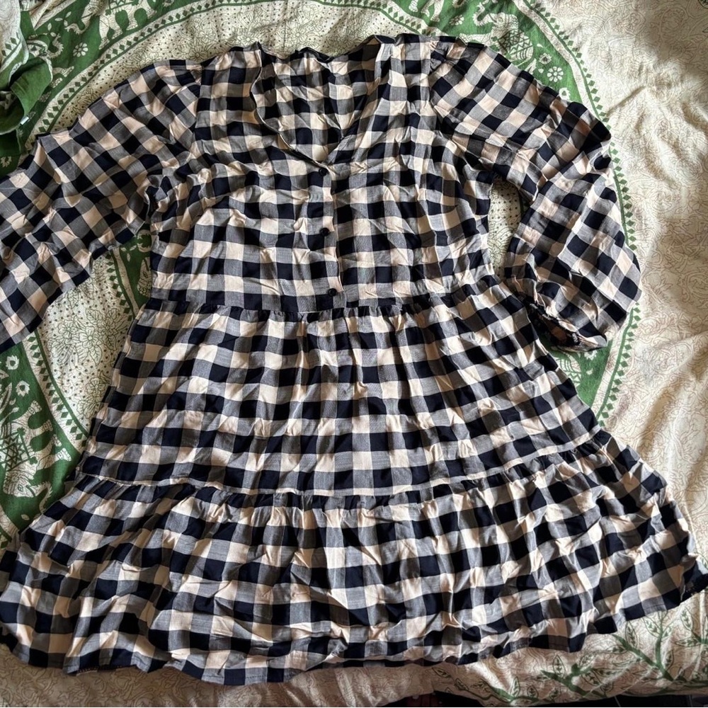 Stylish Black and White Checkered Kids Dress